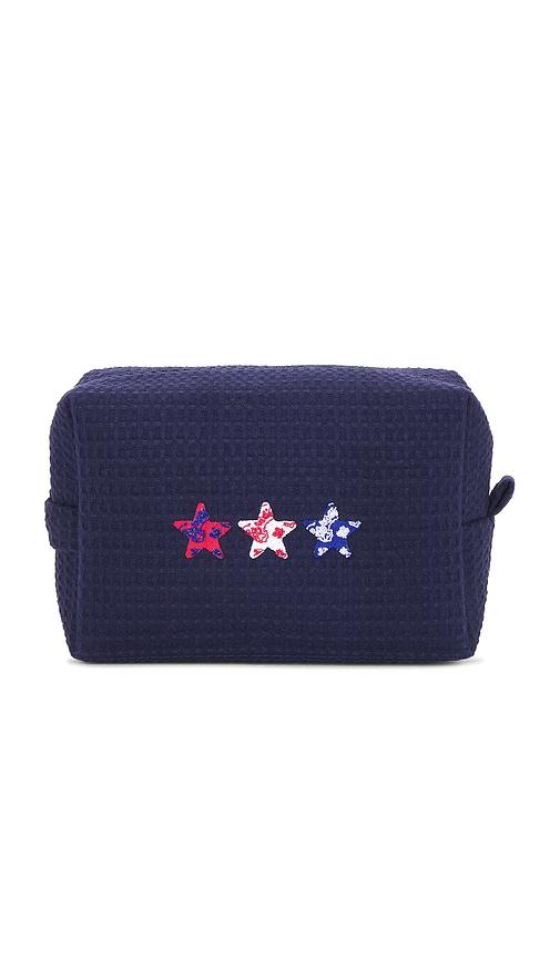 abbode stars waffle pouch in navy.