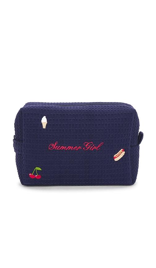 abbode summer girl waffle pouch in navy.