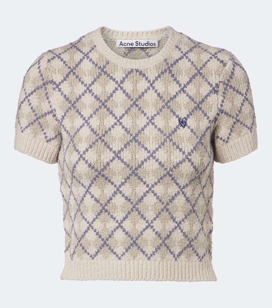 acne studios argyle cotton-blend bouclé sweater