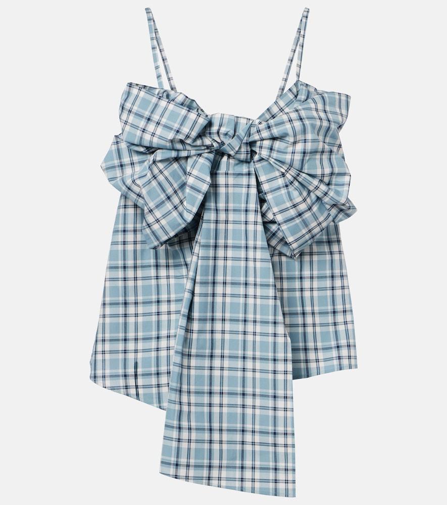 acne studios bow-detail checked cotton top