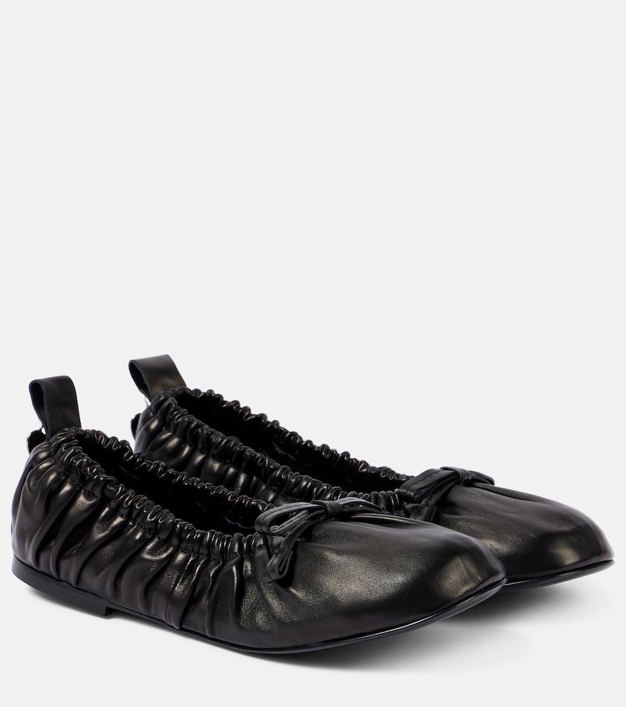 acne studios bow-detail leather ballet flats