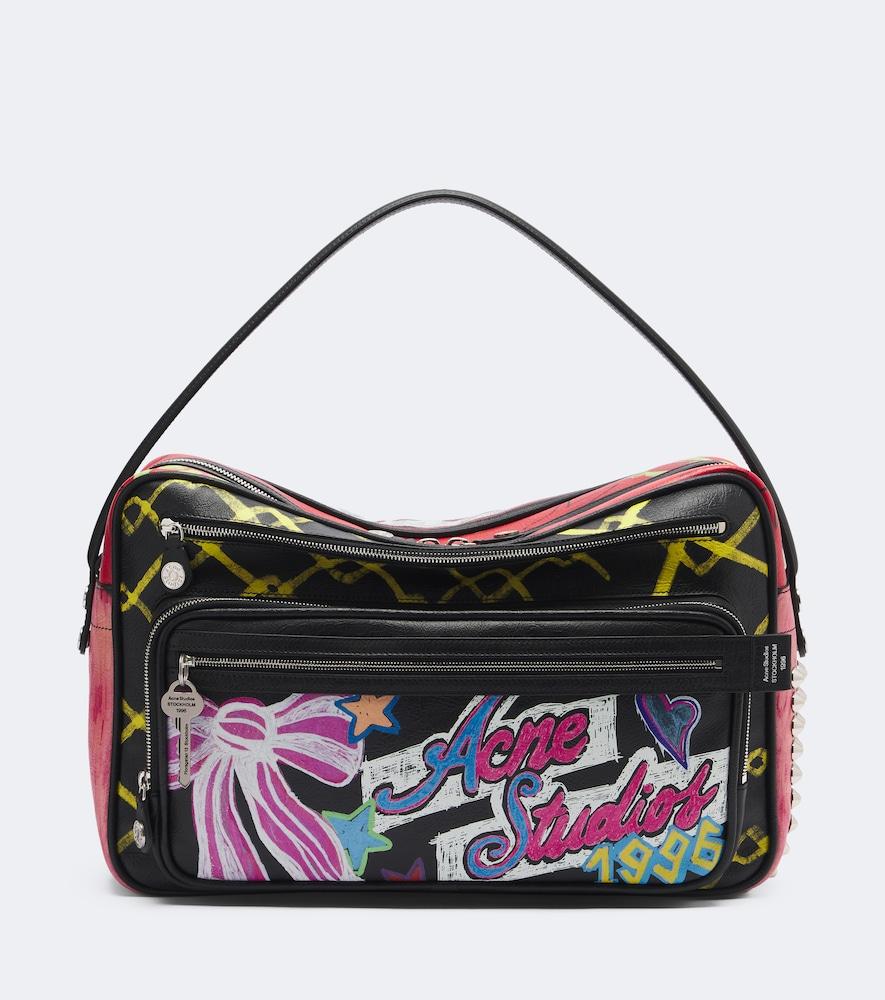acne studios camero camera printed leather shoulder bag