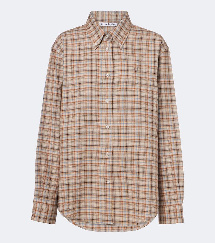 acne studios checked cotton and linen shirt