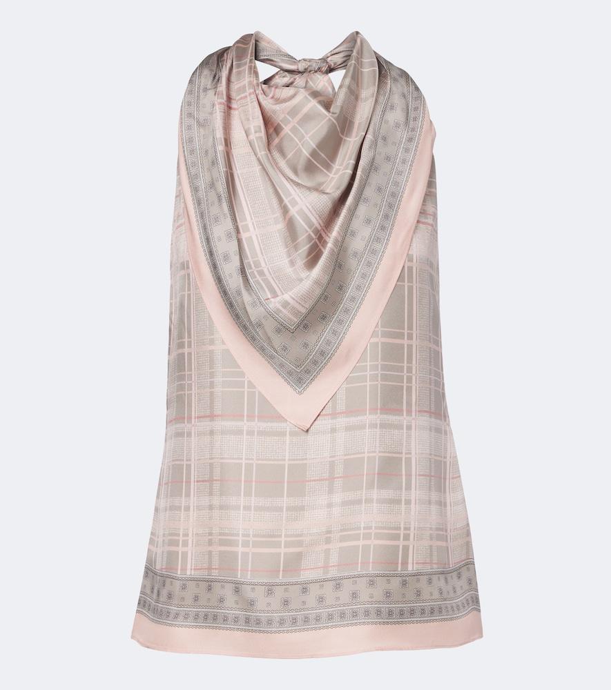 acne studios checked scarf-detail silk top