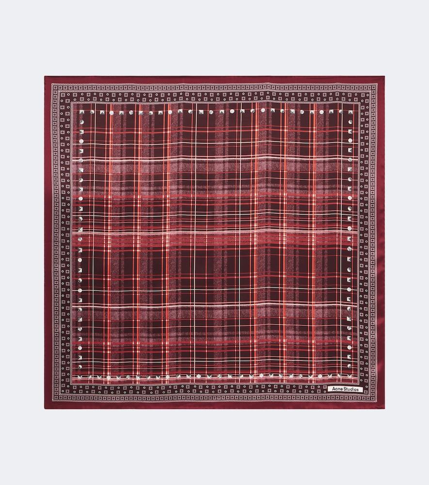 acne studios checked silk satin scarf