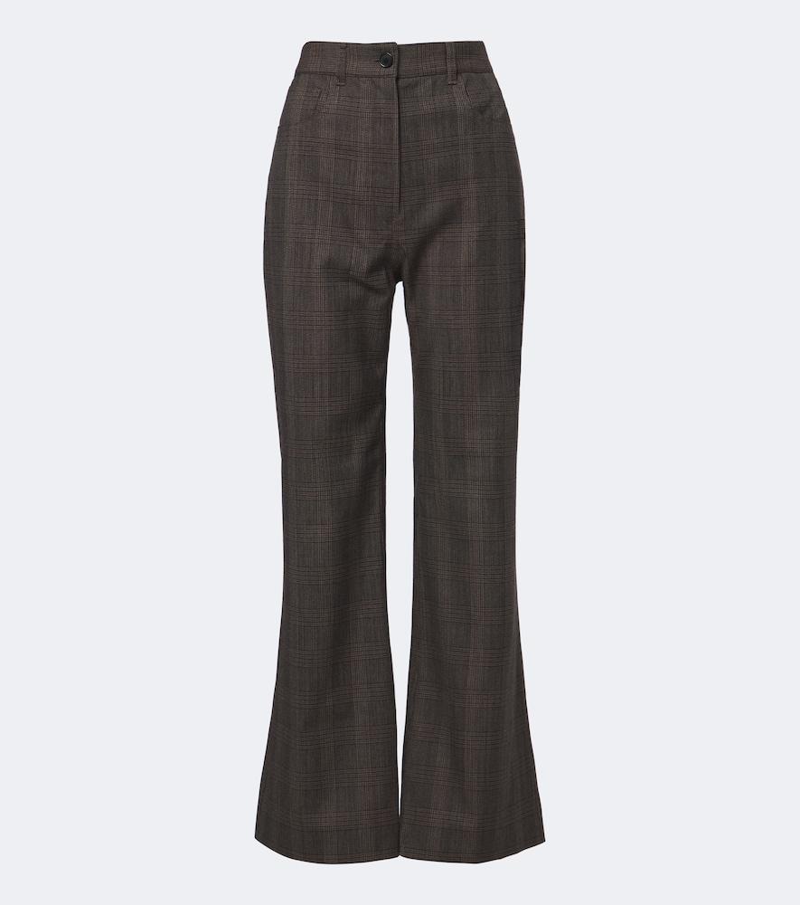 acne studios checked wool-blend wide-leg pants