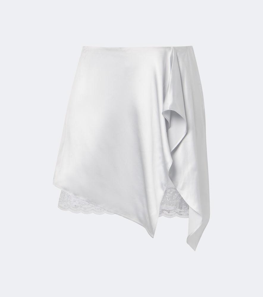 acne studios layered lace-trimmed satin miniskirt