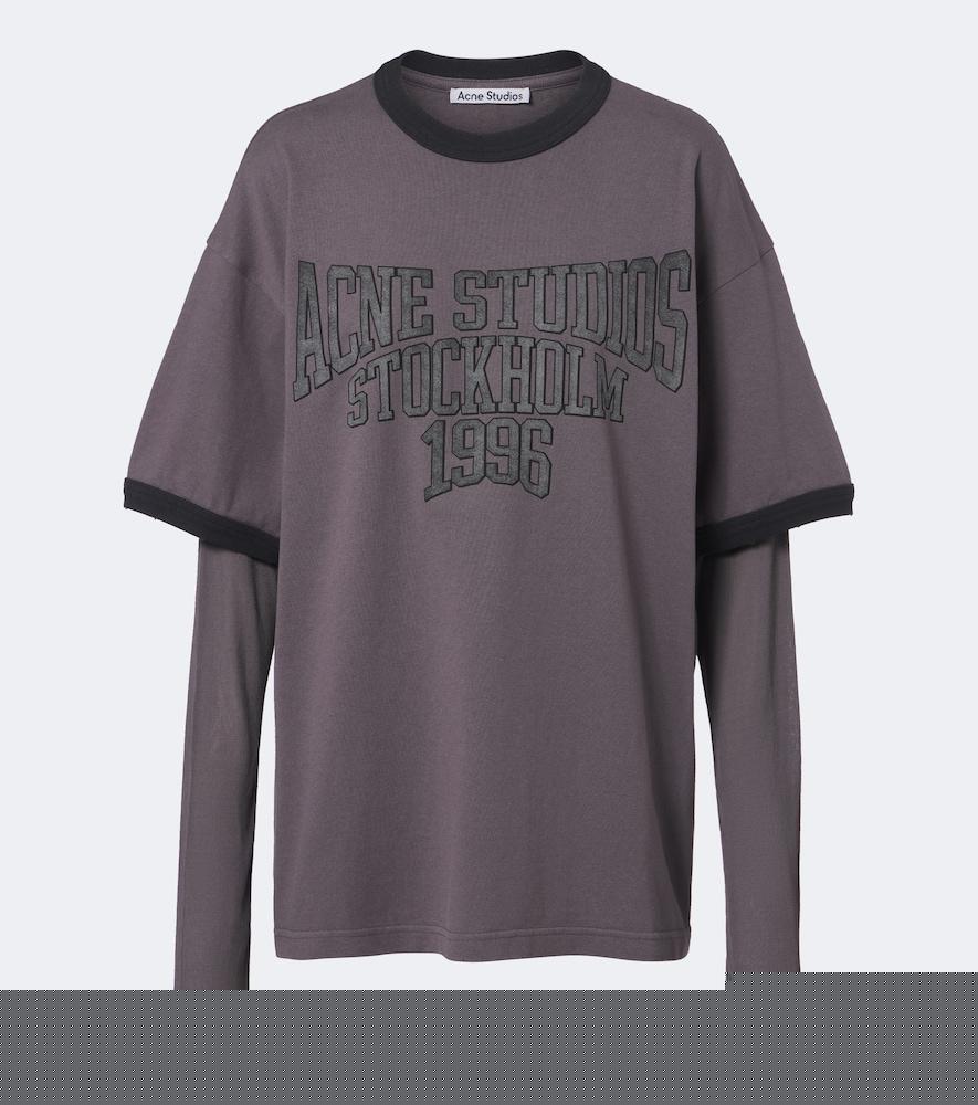 acne studios layered printed cotton jersey t-shirt