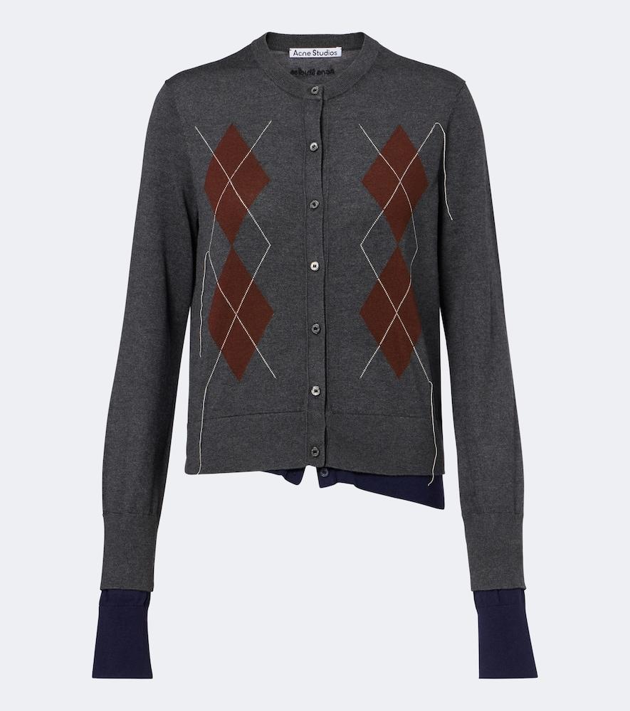 acne studios layered silk, wool, and cashmere cardigan