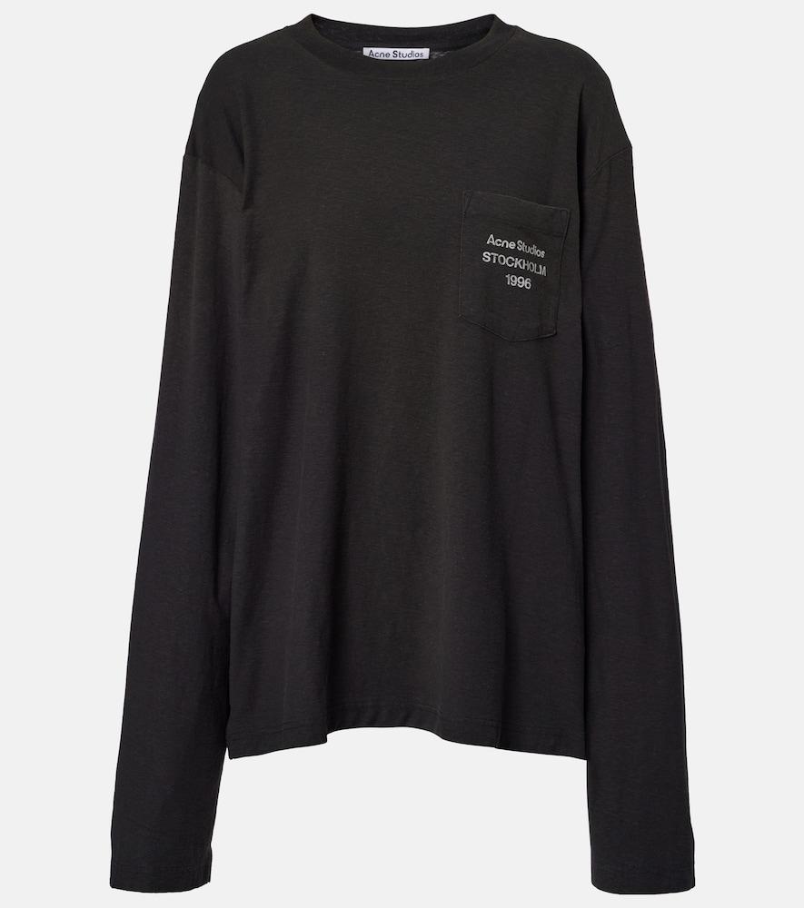 acne studios logo cotton and hemp jersey top