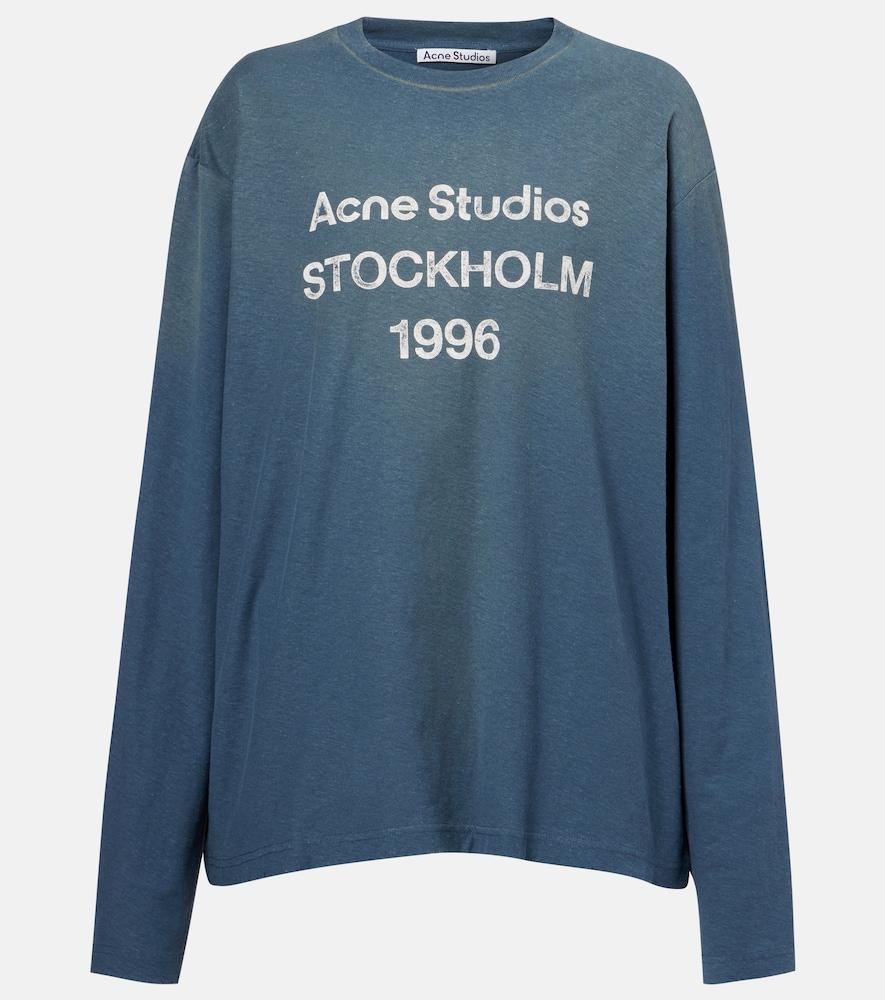 acne studios logo distressed cotton-blend jersey t-shirt