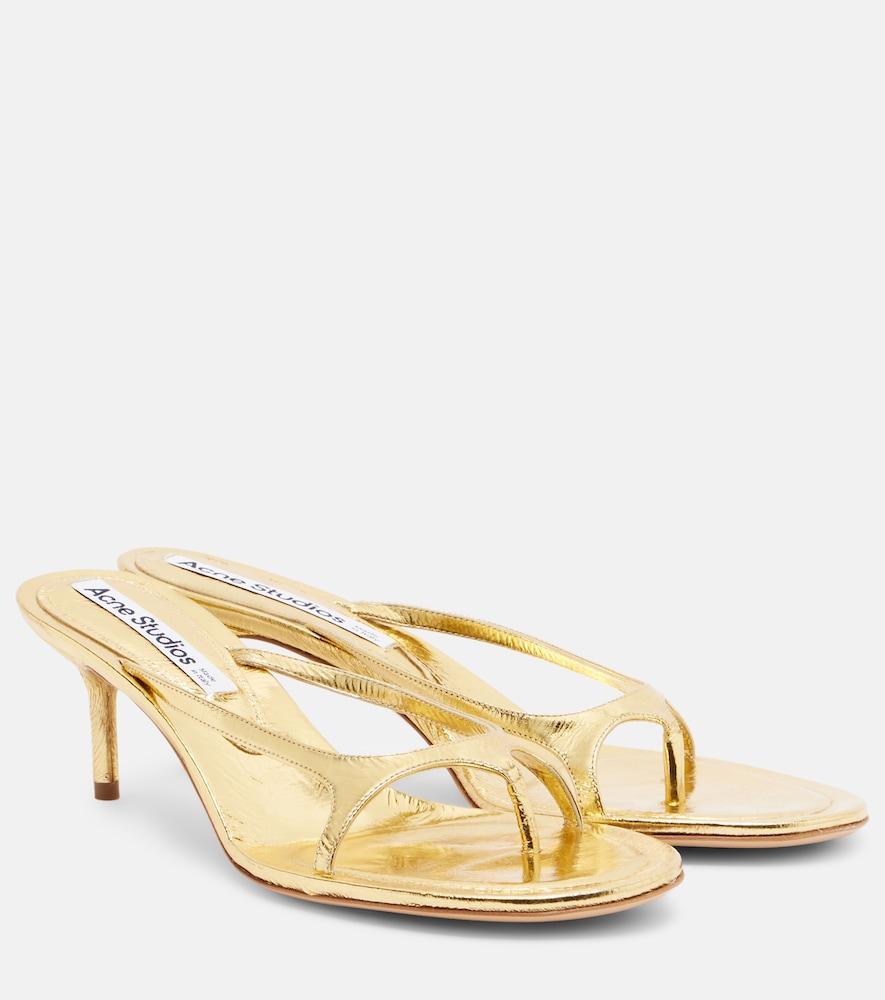 acne studios metallic leather thong sandals