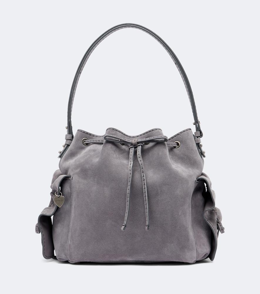 acne studios multipocket medium suede bucket bag
