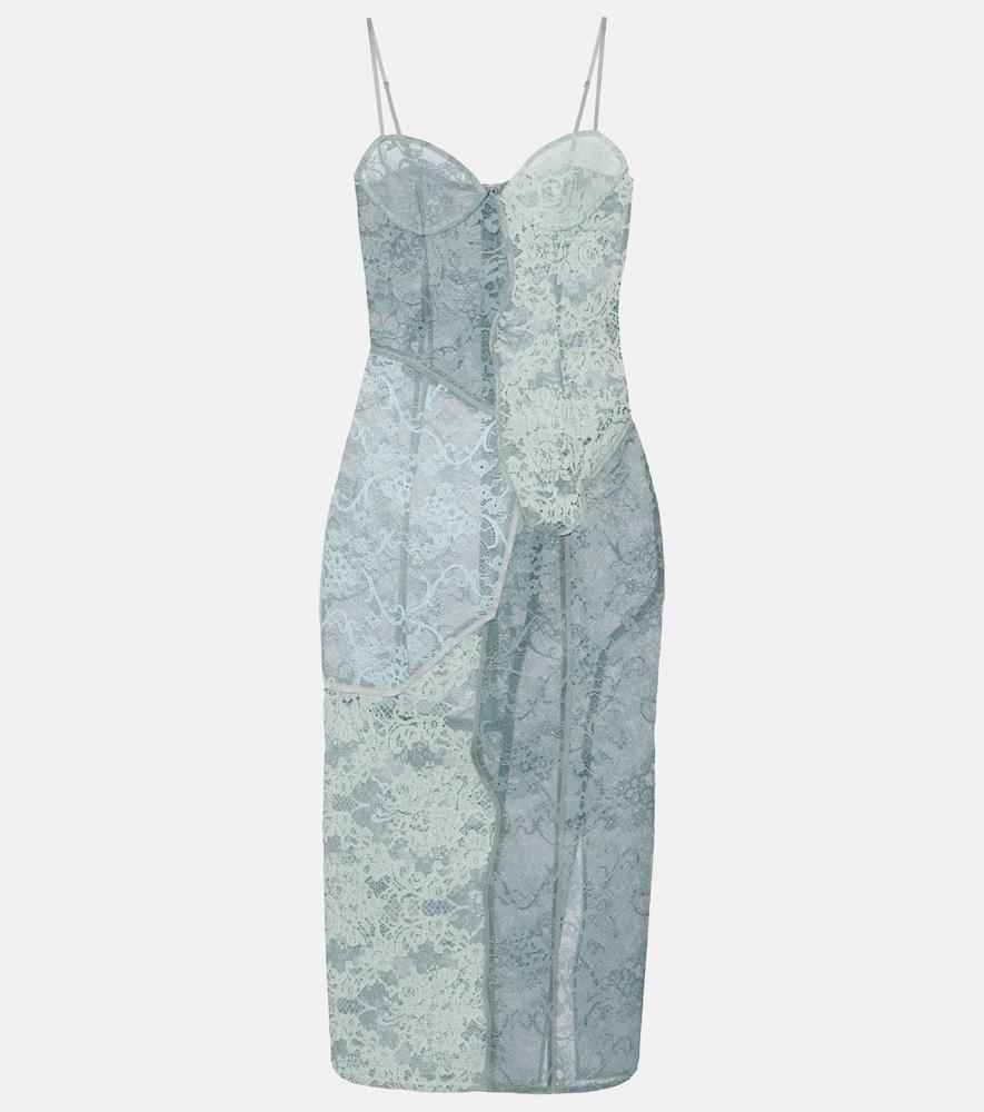 acne studios paneled cotton-blend lace midi dress