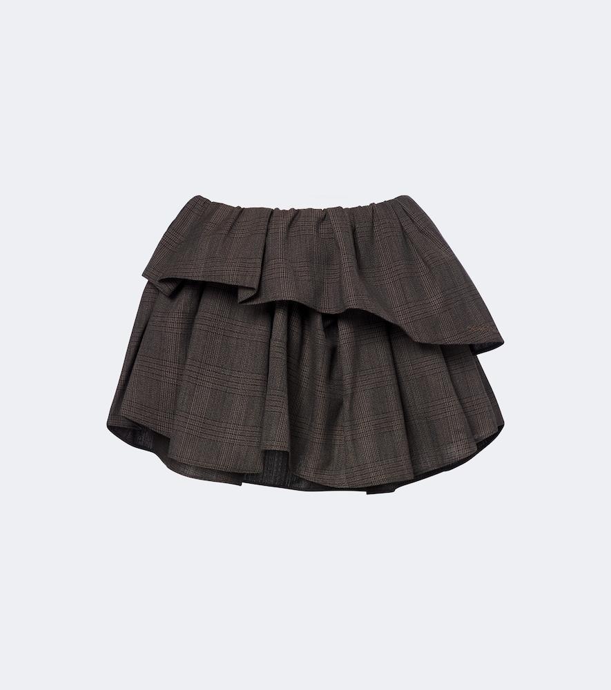 acne studios ruffled checked wool-blend miniskirt