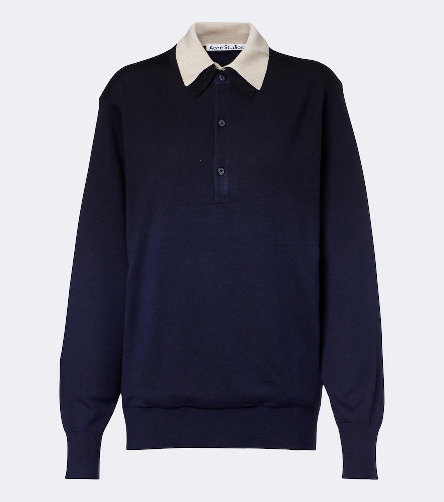 acne studios silk, wool, and cashmere polo sweater