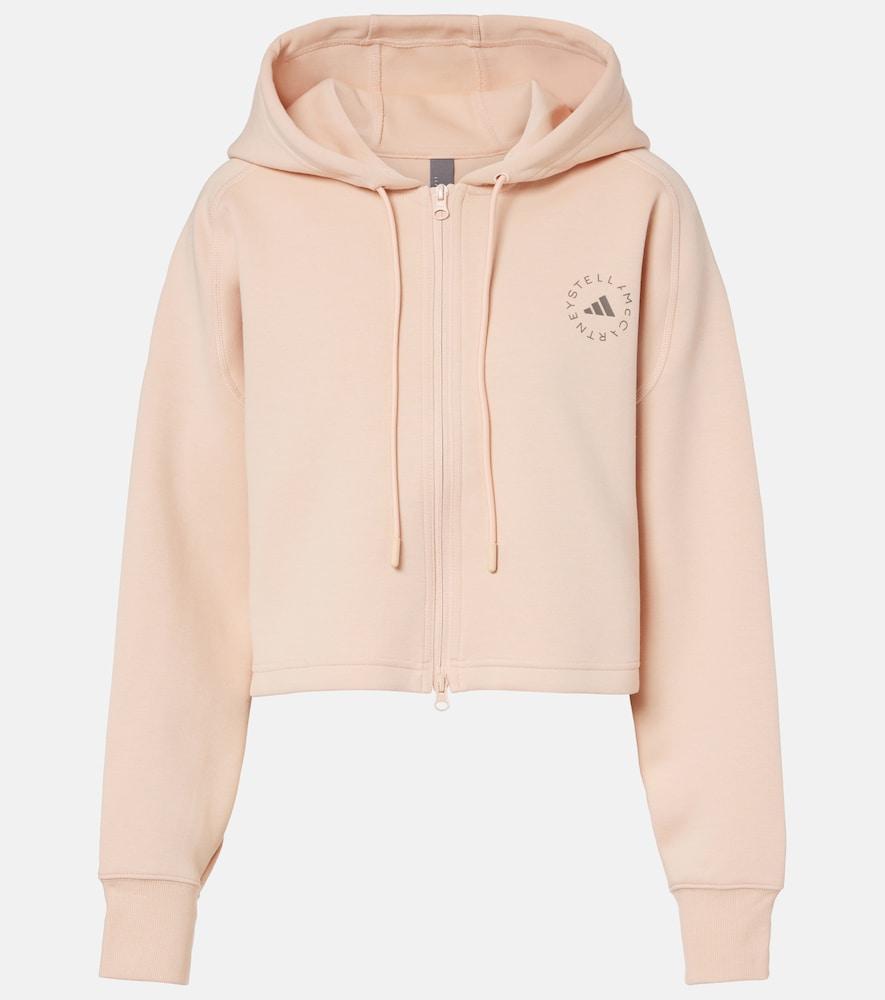 adidas by stella mccartney cropped cotton-blend hoodie
