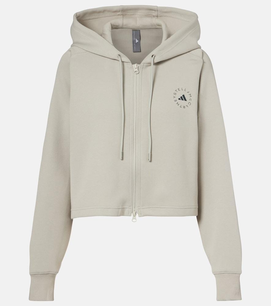adidas by stella mccartney logo cotton-blend jersey hoodie