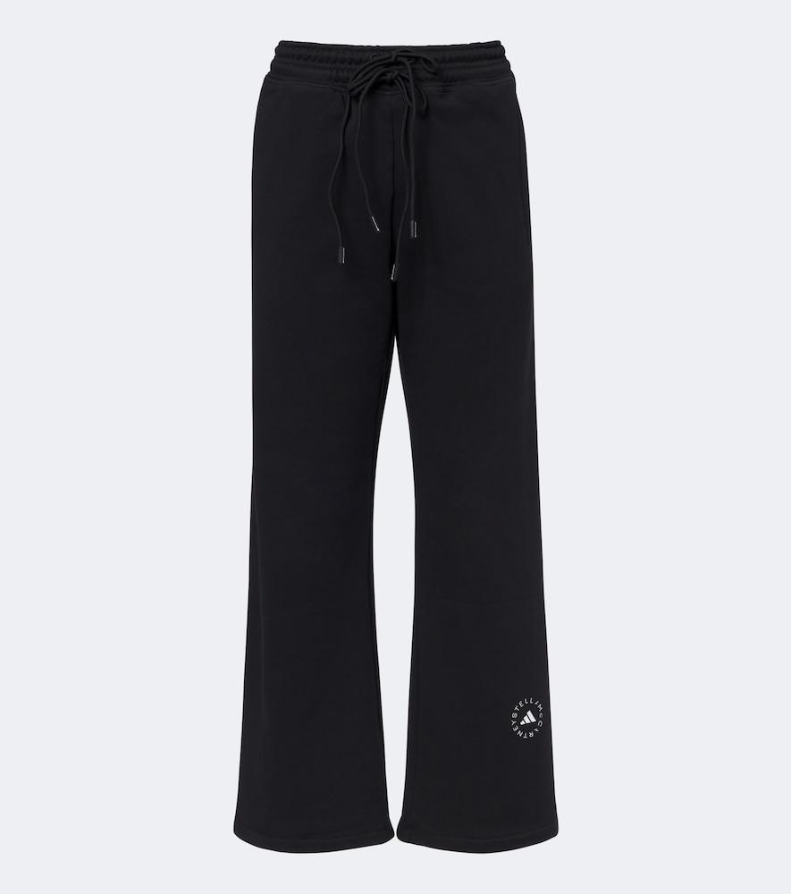 adidas by stella mccartney logo cotton wide-leg sweatpants