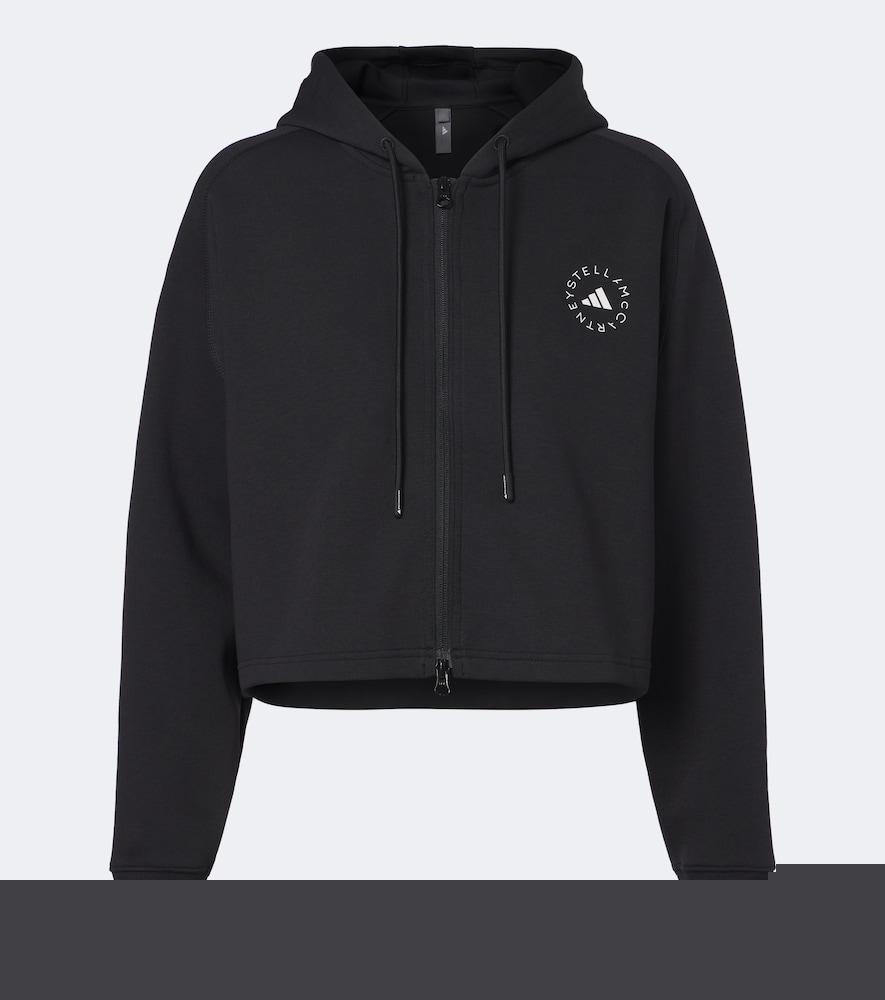 adidas by stella mccartney logo cropped cotton-blend hoodie