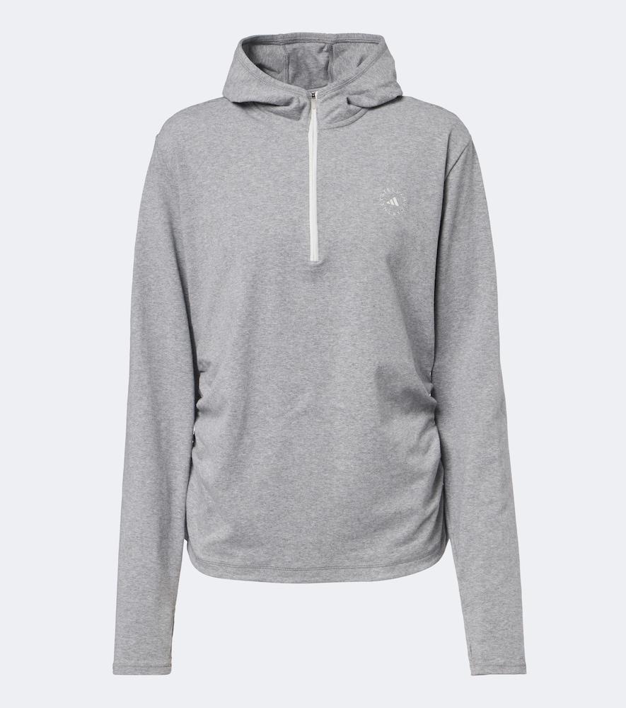 adidas by stella mccartney logo jersey half-zip hoodie
