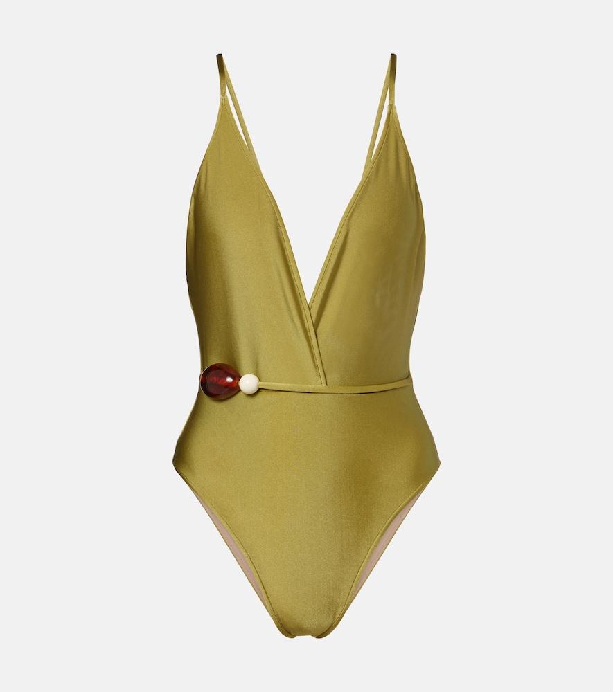 adriana degreas belted embellished swimsuit