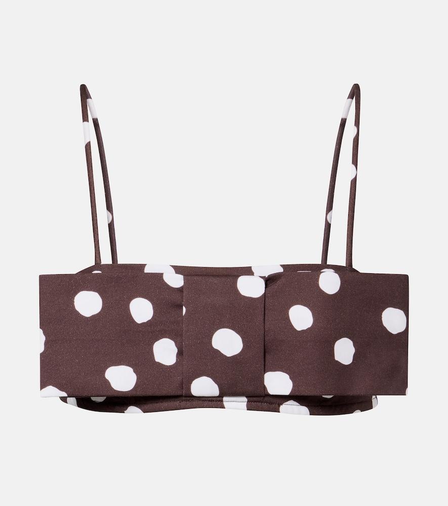 adriana degreas bow-detail polka-dot cotton-blend bandeau top