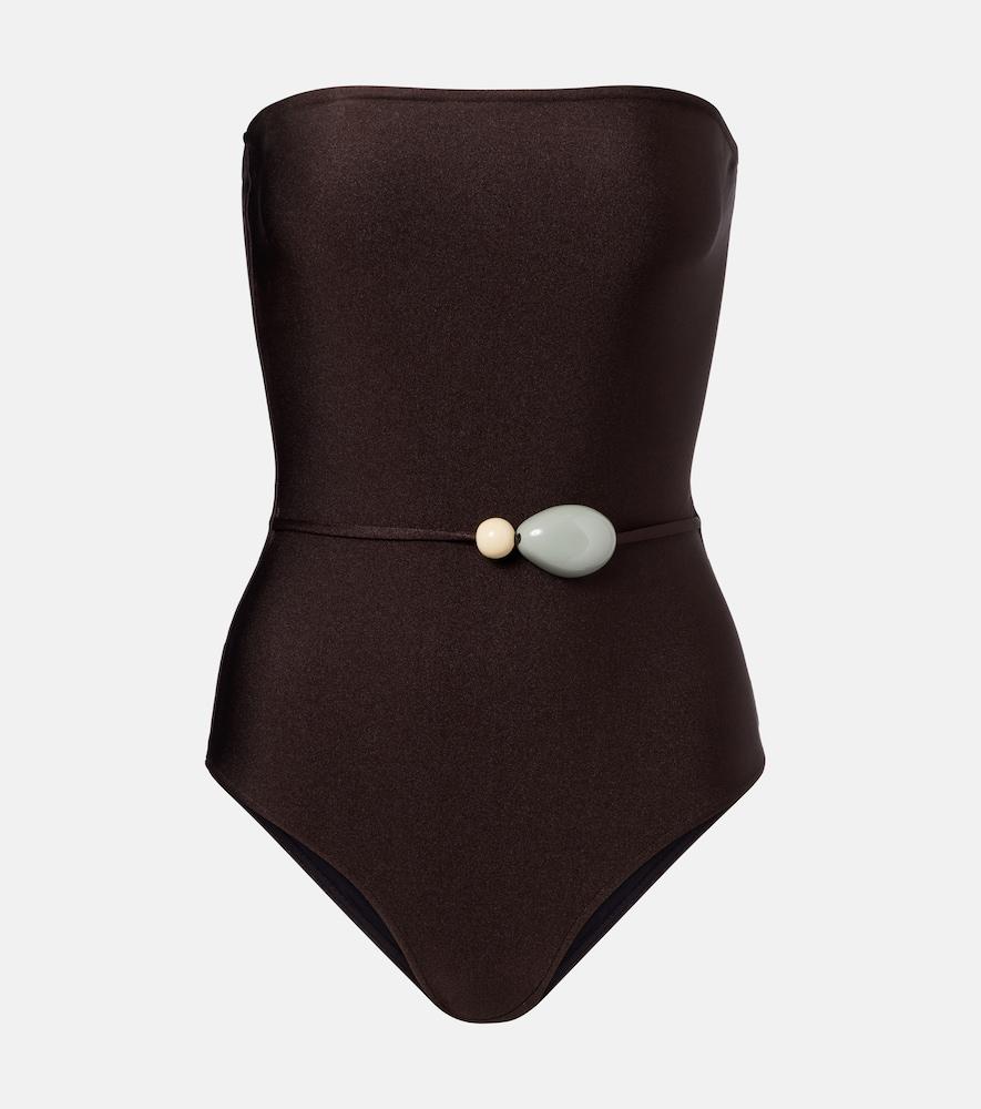 adriana degreas deco solid embellished swimsuit