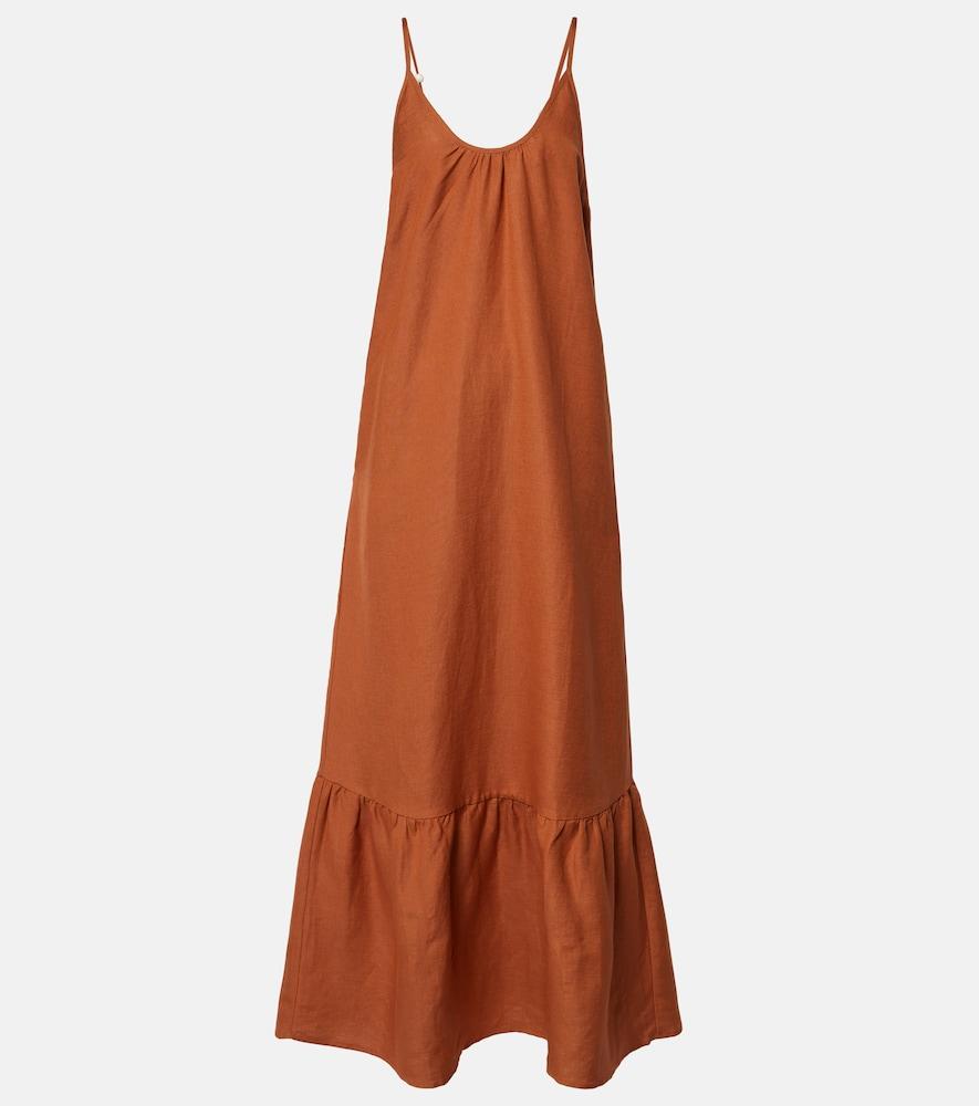 adriana degreas linen-blend maxi dress