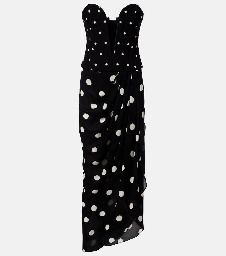 adriana degreas polka-dot draped midi dress
