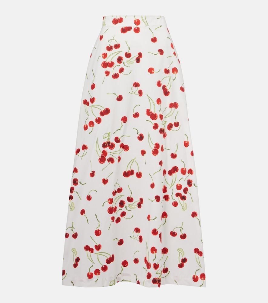 adriana degreas printed cotton high-rise maxi skirt