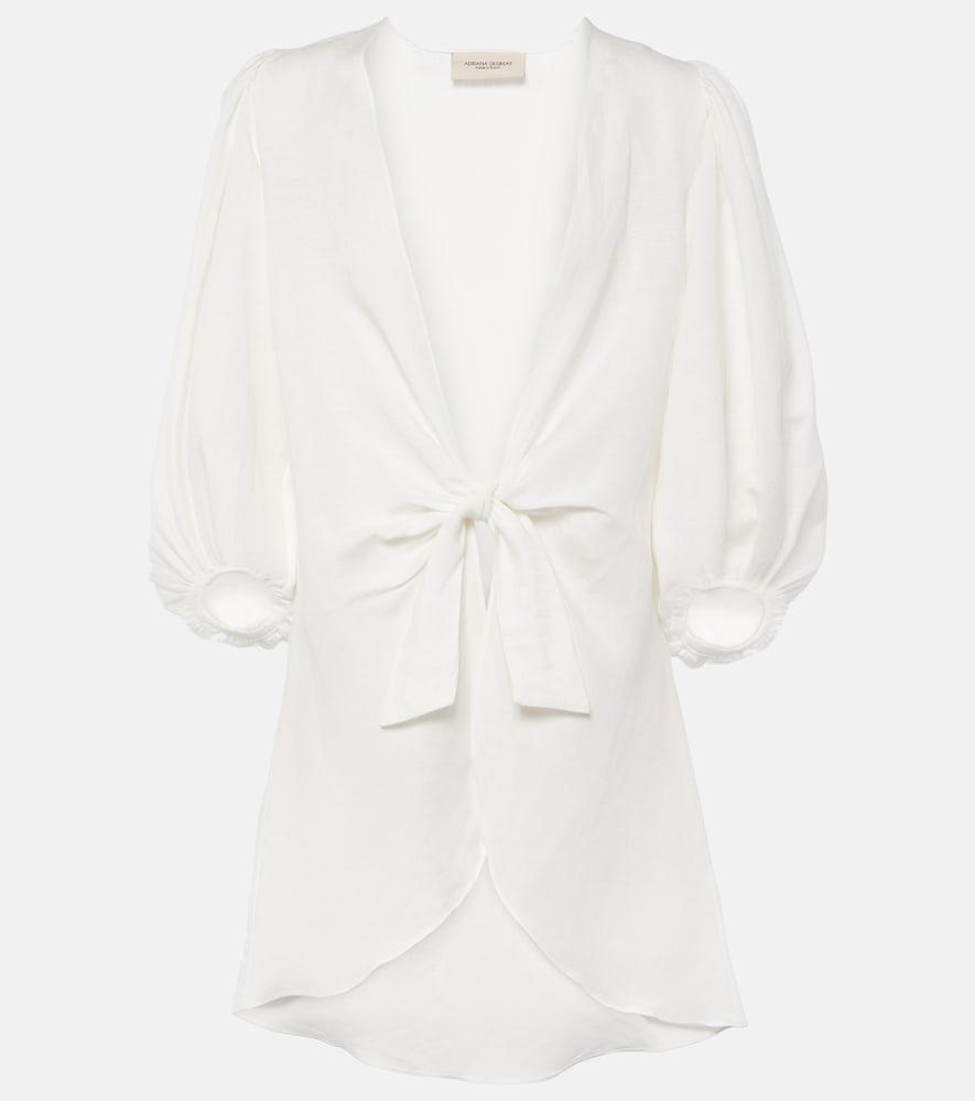 adriana degreas puff-sleeve linen-blend blouse