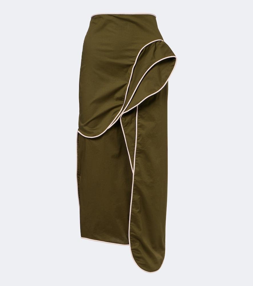 adriana degreas ruffled cotton-blend midi skirt