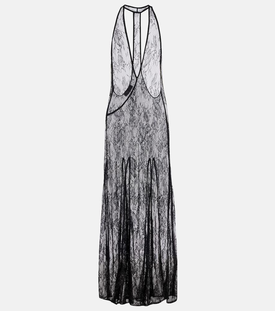 adriana degreas sheer open-back lace maxi dress
