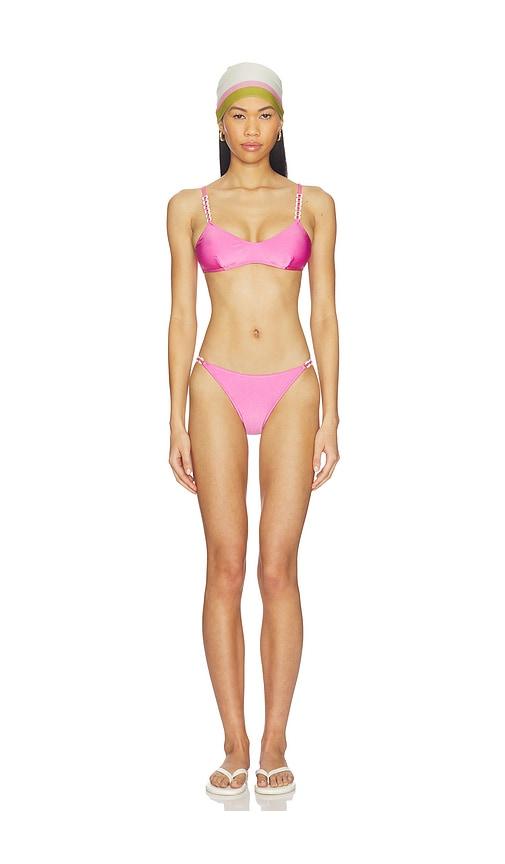 adriana degreas solid chain bikini set in pink. - size l (also in m)