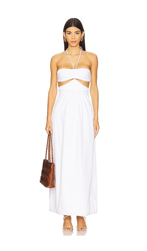 adriana degreas solid cut-out halterneck long dress in white. - size l (also in s)