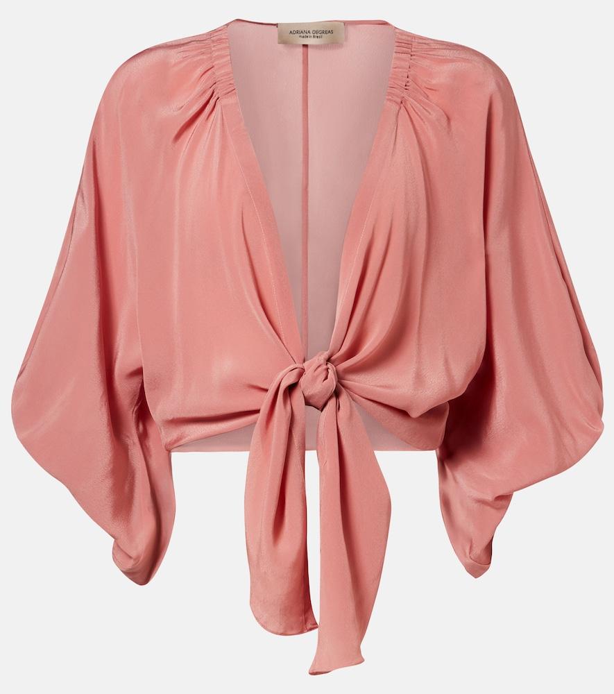 adriana degreas solid front gathered crop top