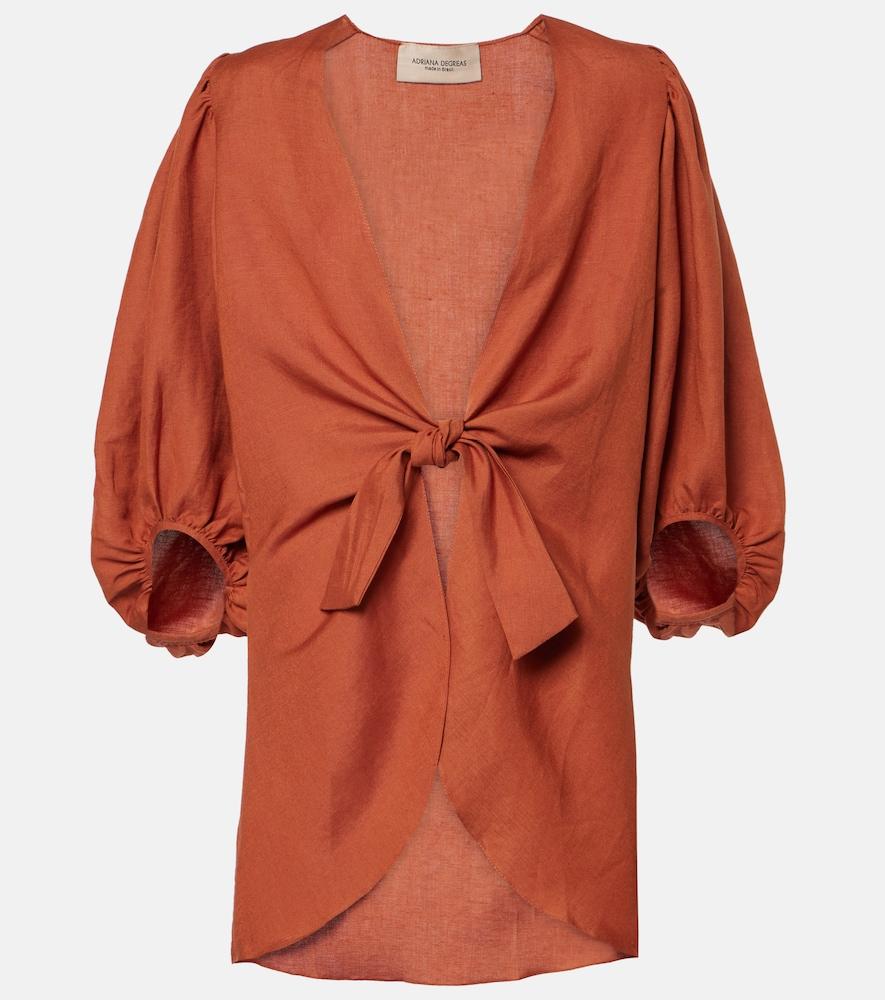 adriana degreas solid linen-blend shirt