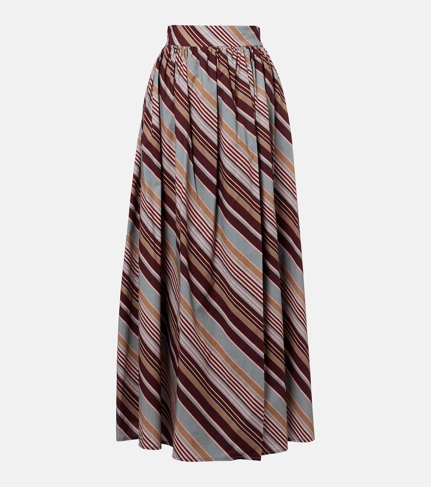 adriana degreas striped cotton-blend maxi skirt
