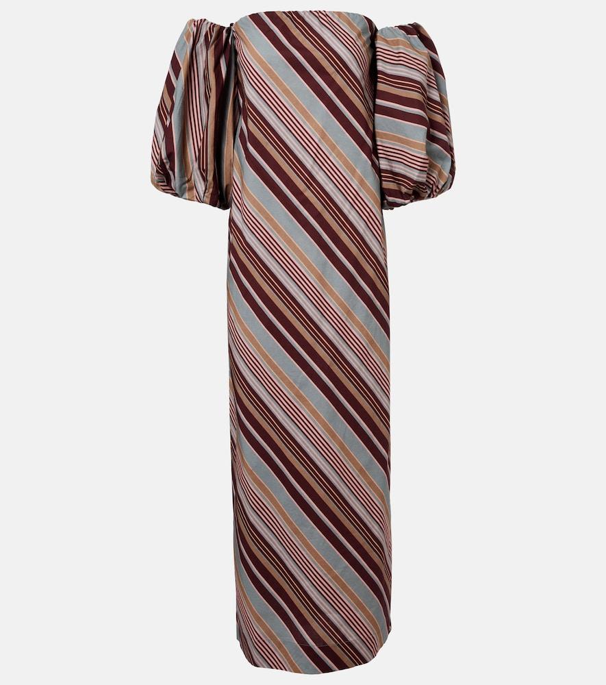adriana degreas striped off-shoulder cotton-blend maxi dress