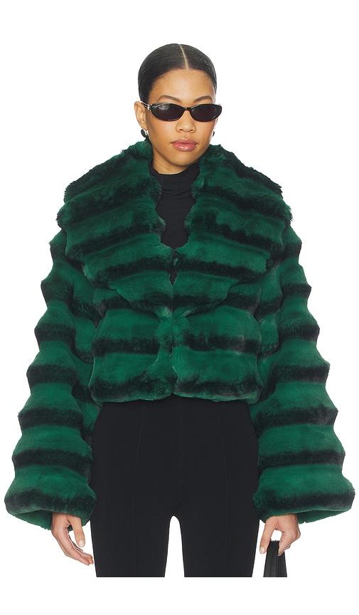 adrienne landau chinchilla jacket in green,black. - size m (also in s)