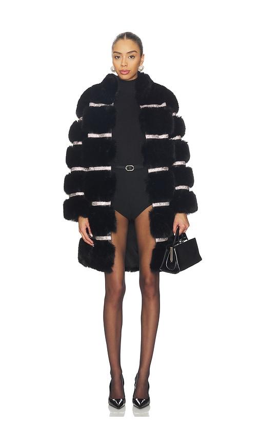 adrienne landau diamond luxe coat in black. - size l (also in s, m)
