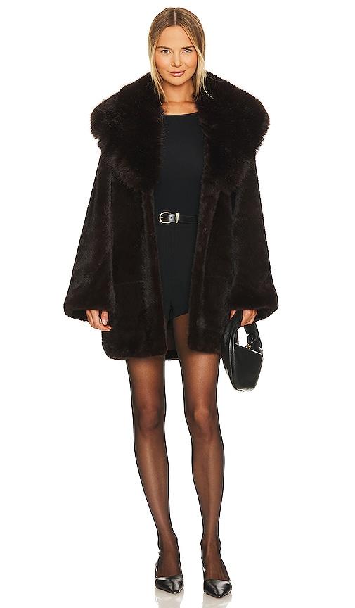 adrienne landau faux fox & mink coat in brown. - size m (also in s)