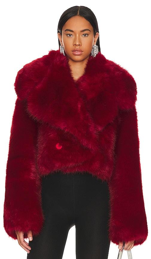 adrienne landau faux fur jacket in red. - size l (also in m)