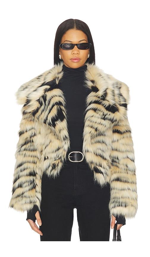 adrienne landau londyn jacket in tan,black. - size m (also in s)