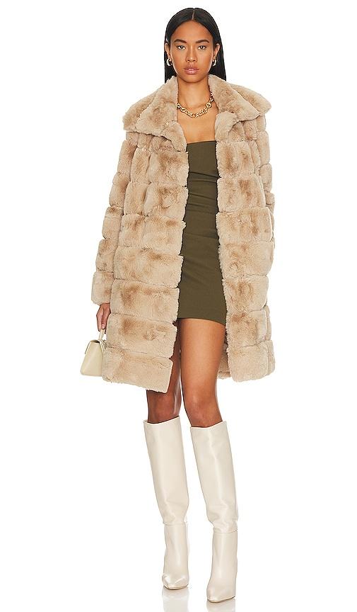 adrienne landau x revolve faux fur long coat in beige. - size s (also in m, l)