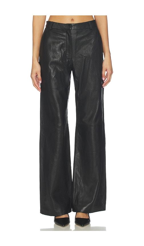aexae leather pebble straight leg pant in black. - size l (also in m, s, xs)