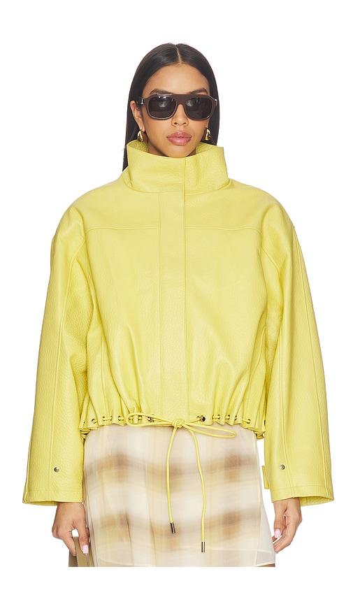 aexae leather pebble utility jacket in yellow. - size l (also in m, s, xs)