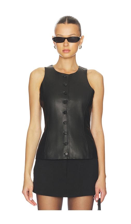 aexae leather peplum top in black. - size l (also in m)