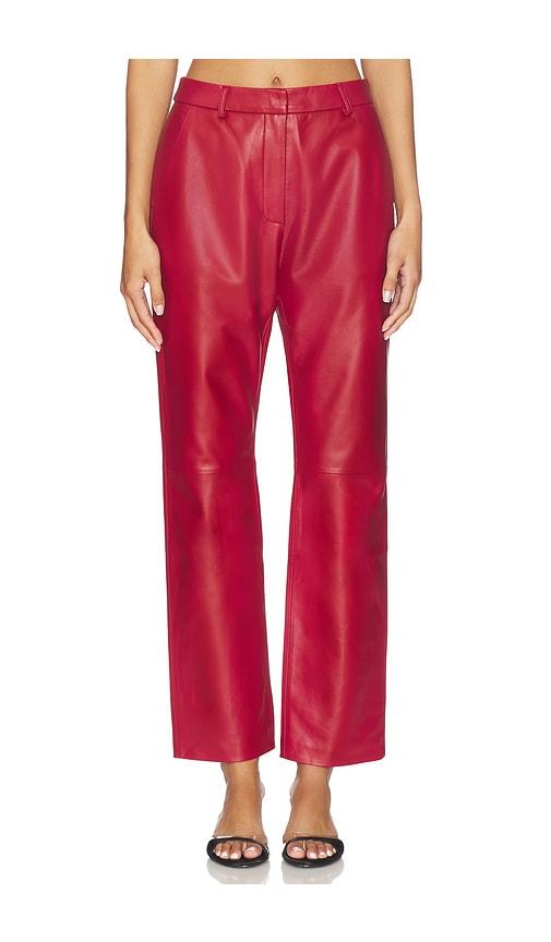 aexae leather straight leg pant in red. - size s (also in xs)